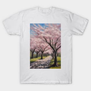 Cherry Blossom Trees Oil Painting Art T-Shirt